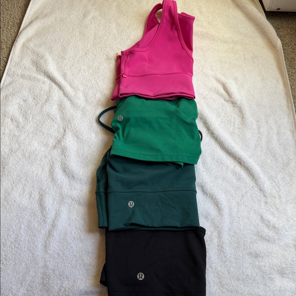 lululemon athletica Sports Bra Set - Hot Pink, Kelly Green, Teal, Black